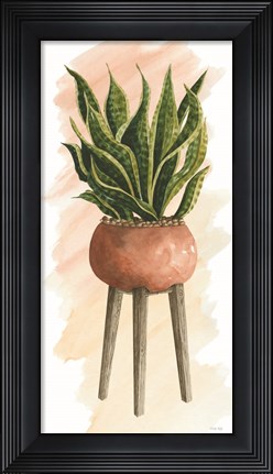 Framed Plant Stand Pot of Flowers II Print