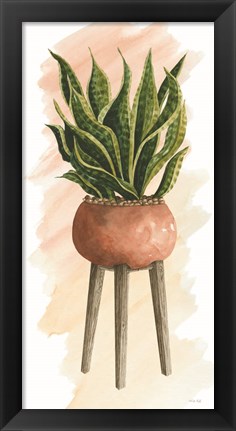Framed Plant Stand Pot of Flowers II Print
