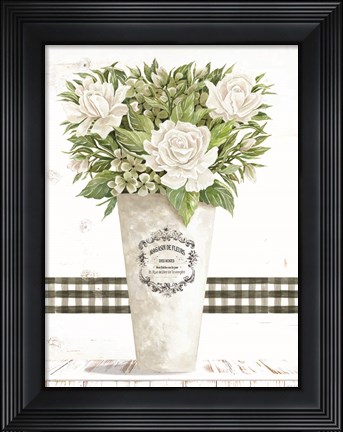 Framed White Roses Print