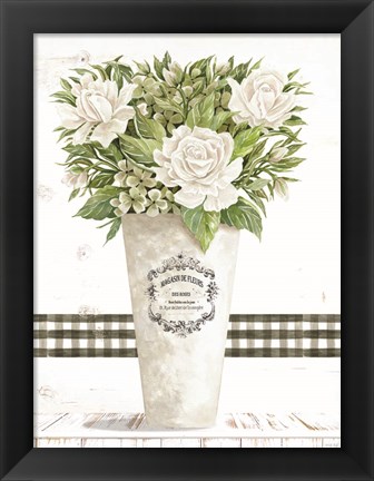 Framed White Roses Print