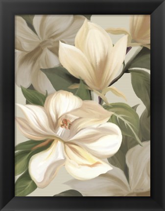 Framed Magnolia Blossoms I Print