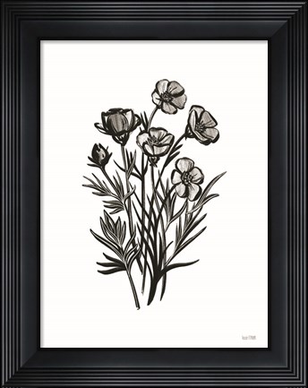 Framed Pen and Ink Wildflower II Print