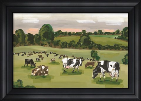 Framed Abstract Field of Cows Print