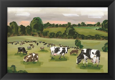 Framed Abstract Field of Cows Print