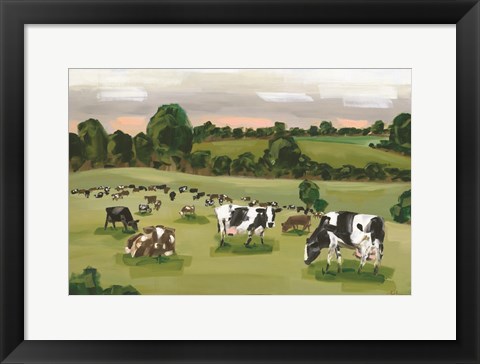 Framed Abstract Field of Cows Print