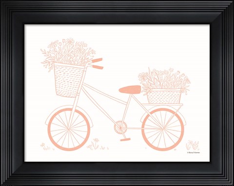 Framed Pink Flower Bike Print