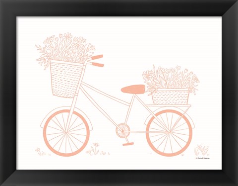 Framed Pink Flower Bike Print