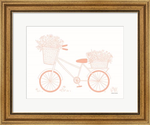 Framed Pink Flower Bike Print