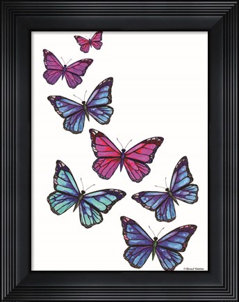 Framed Vibrant Flying Butterflies Print