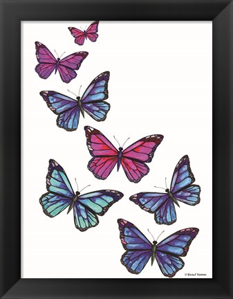 Framed Vibrant Flying Butterflies Print