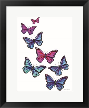 Framed Vibrant Flying Butterflies Print