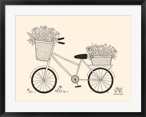 Framed Spring Flower Bike Sketch Print