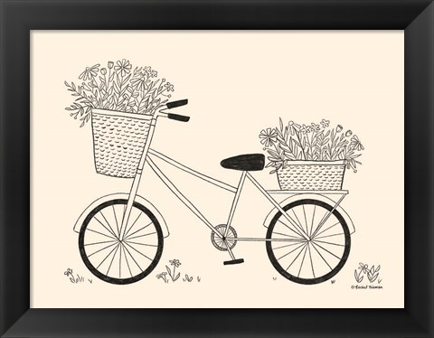 Framed Spring Flower Bike Sketch Print