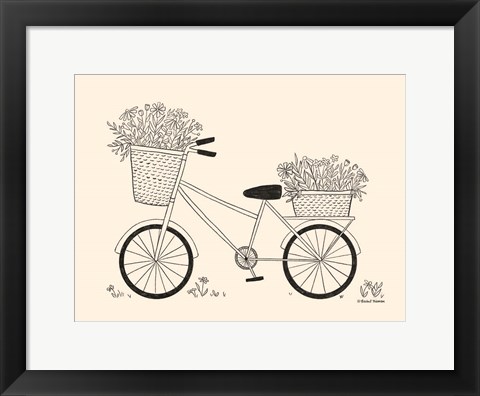 Framed Spring Flower Bike Sketch Print