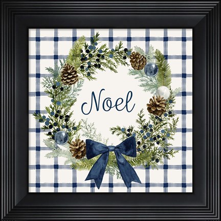 Framed Juniper Wreath I Print