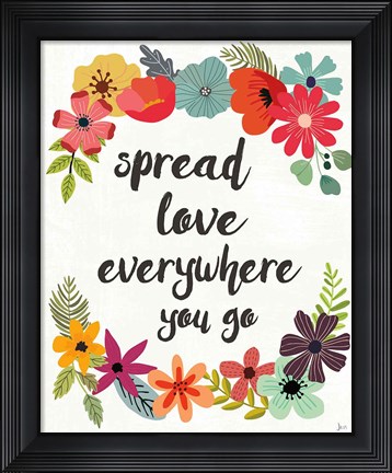 Framed Words and Petals V Print