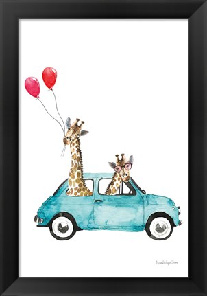 Framed Giraffe Joy Ride III Print