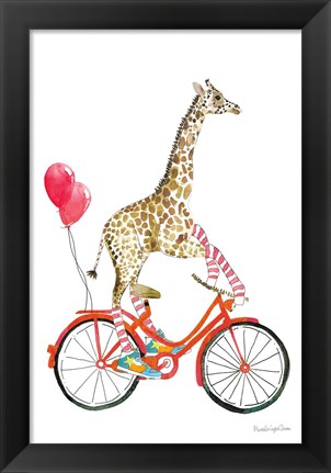 Framed Giraffe Joy Ride I Print