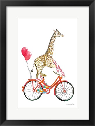 Framed Giraffe Joy Ride I Print