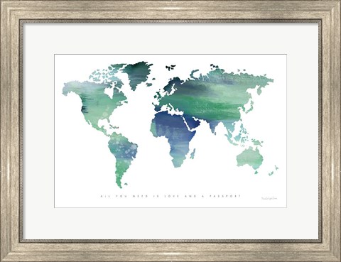 Framed Passport to the World Blue Print