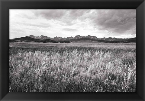 Framed Sawtooth Mountains Idaho II BW Print