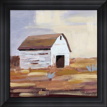 Framed Little White Barn Print