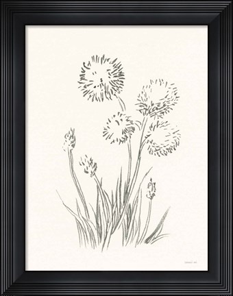 Framed Farm Nostalgia Flowers II Dark Gray Print