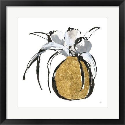 Framed Gilded Vase II Print