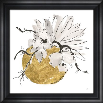 Framed Delicate Gilded Vase I Print