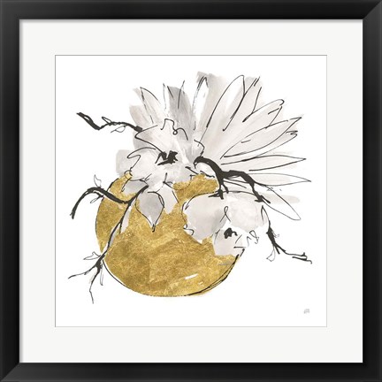 Framed Delicate Gilded Vase I Print