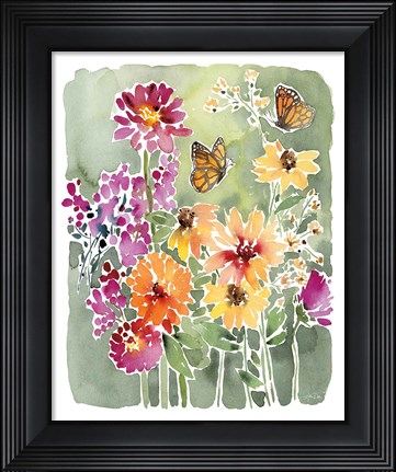 Framed Monarchs and Blooms Print