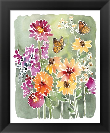 Framed Monarchs and Blooms Print