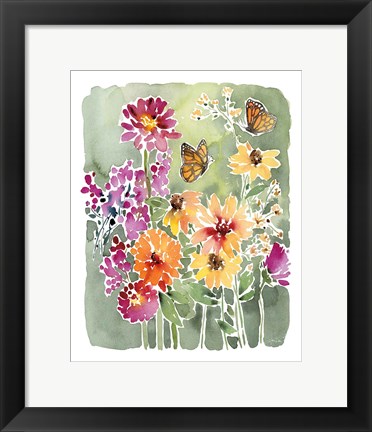 Framed Monarchs and Blooms Print