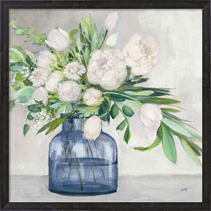 Framed Spring Bouquet Indigo Print