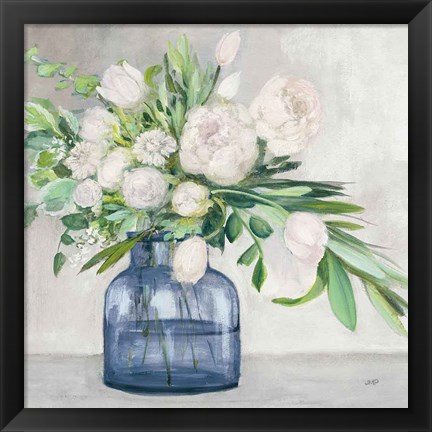 Framed Spring Bouquet Indigo Print