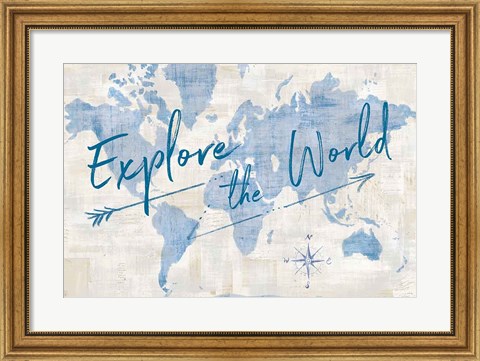 Framed World Map Collage Explore Print