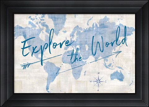 Framed World Map Collage Explore Print
