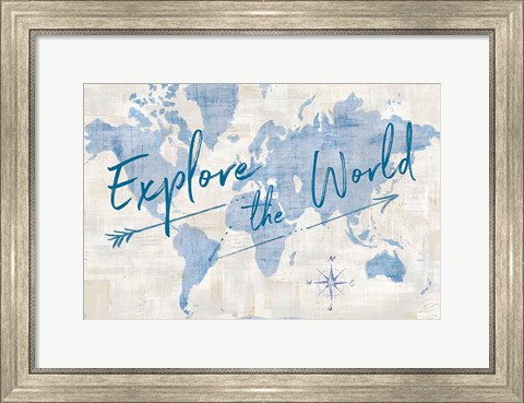 Framed World Map Collage Explore Print