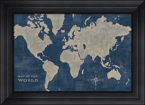 Framed World Map Collage Deep Print