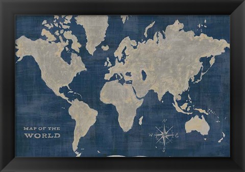 Framed World Map Collage Deep Print