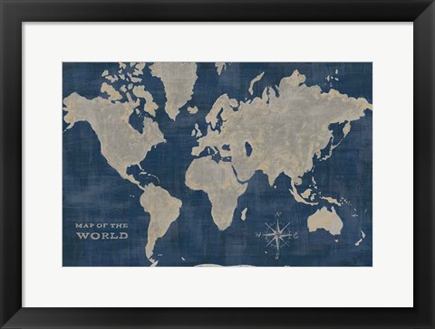 Framed World Map Collage Deep Print