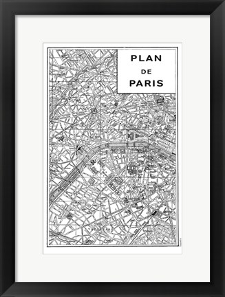 Framed Inverted Paris Map Print