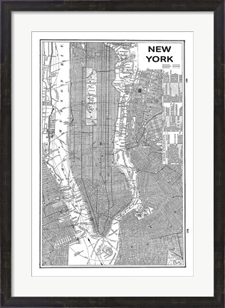 Framed Inverted New York Map Print