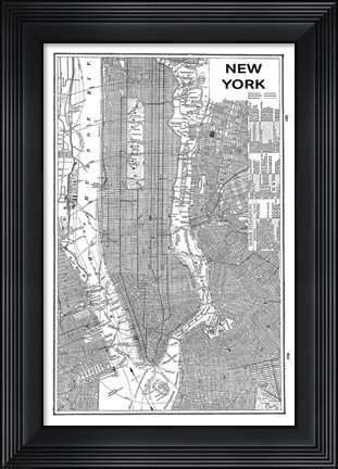 Framed Inverted New York Map Print