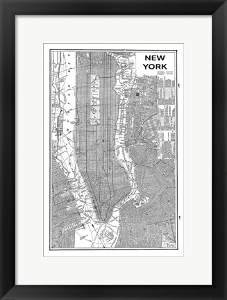 Framed Inverted New York Map Print