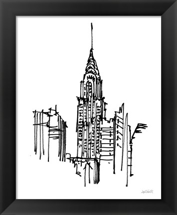 Framed Chrysler Building Sketch Print