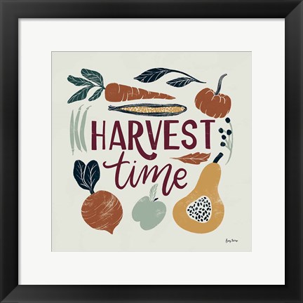 Framed Harvest Lettering I Print