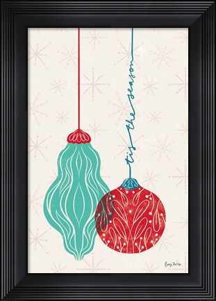 Framed Retro Ornaments III Print