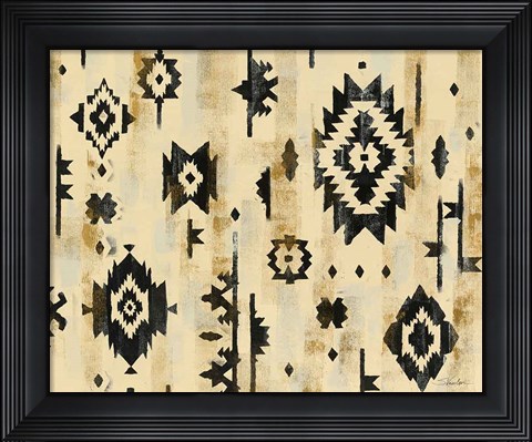 Framed Ivory and Black Pattern Print