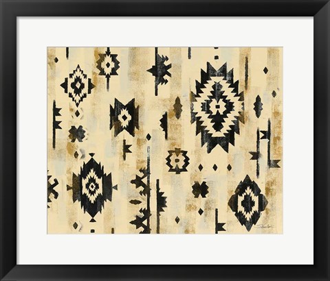 Framed Ivory and Black Pattern Print